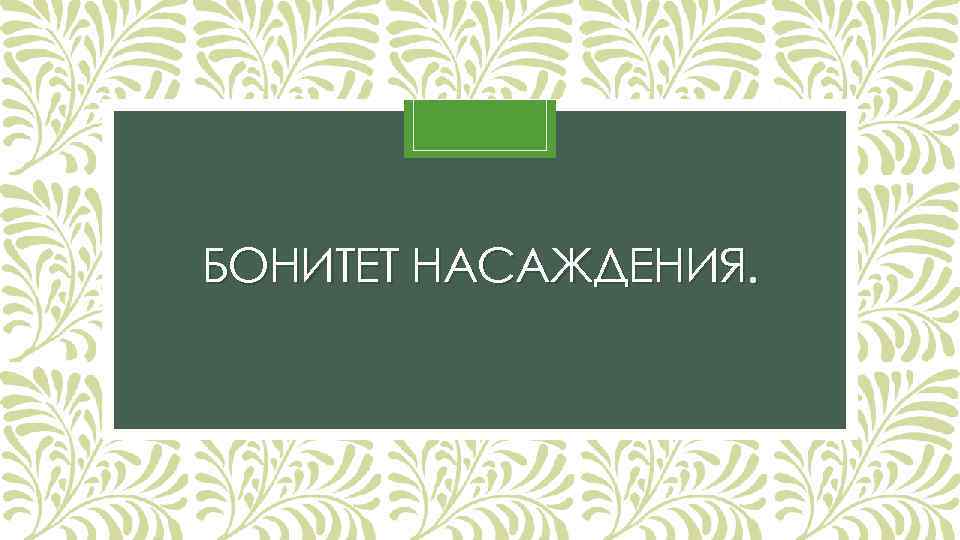 БОНИТЕТ НАСАЖДЕНИЯ. 