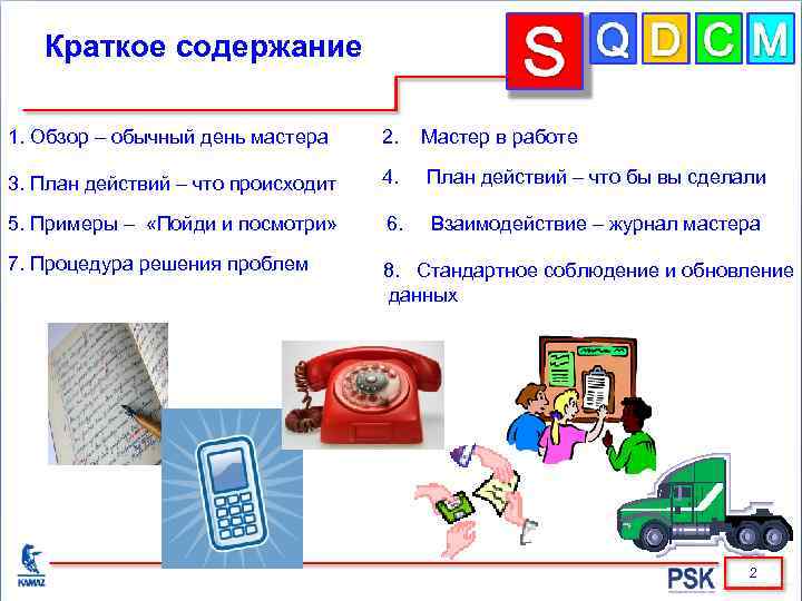 Краткое содержание 1. Обзор – обычный день мастера 2. Мастер в работе 3. План