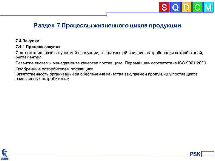 Раздел 7 Процессы жизненного цикла продукции 