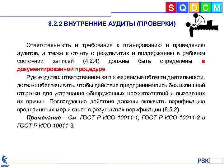 8. 2. 2 ВНУТРЕННИЕ АУДИТЫ (ПРОВЕРКИ) Ответственность и требования к планированию и проведению аудитов,