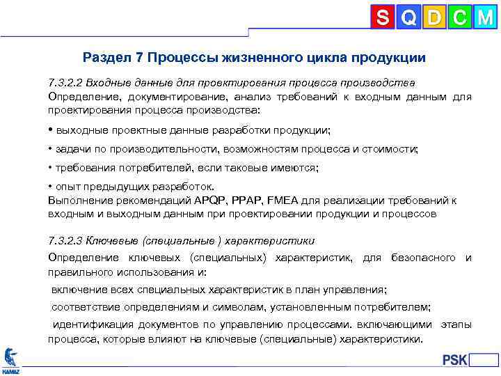 Раздел 7 Процессы жизненного цикла продукции 7. 3. 2. 2 Входные данные для проектирования