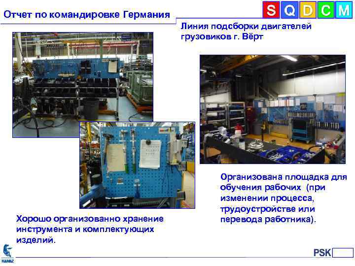 Отчет по командировке Германия Линия подсборки двигателей грузовиков г. Вёрт Хорошо организованно хранение инструмента