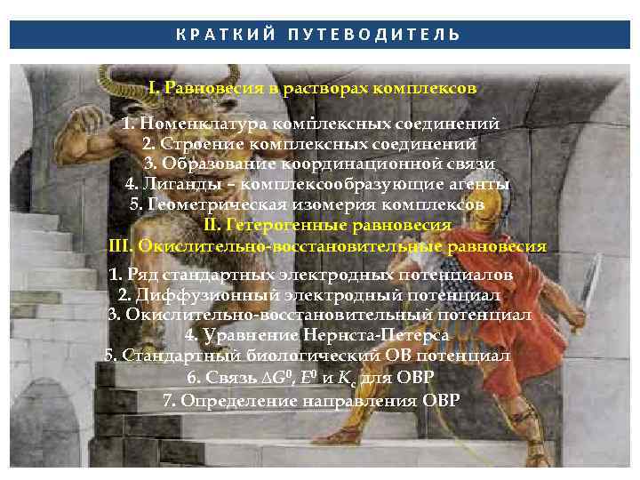 КРАТКИЙ ПУТЕВОДИТЕЛЬ Краткий путеводитель. I. Равновесия в растворах комплексов. 1. Номенклатура комплексных соединений 2.