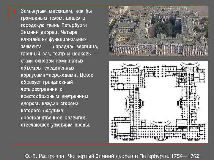 n Замкнутым массивом, как бы громадным телом, вошел в городскую ткань Петербурга Зимний дворец.