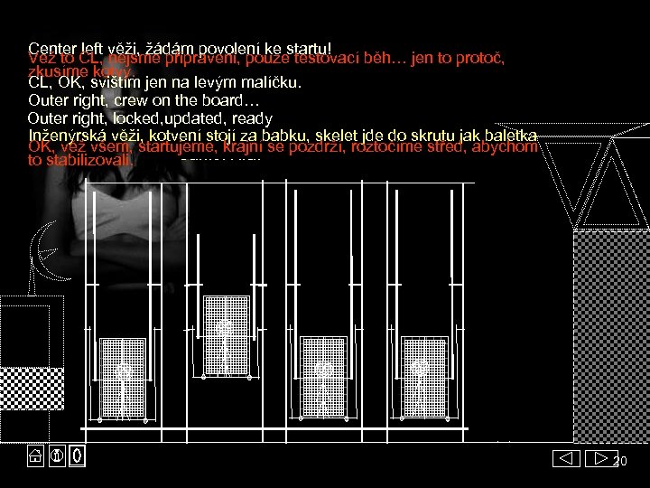 Center left věži, žádám povolení ke startu! Vež to CL, nejsme připraveni, pouze testovací