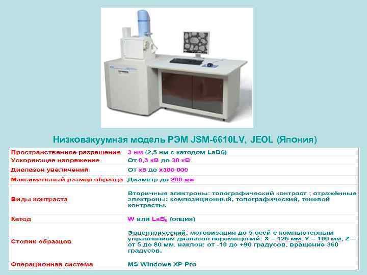 Низковакуумная модель РЭМ JSM-6610 LV, JEOL (Япония) 