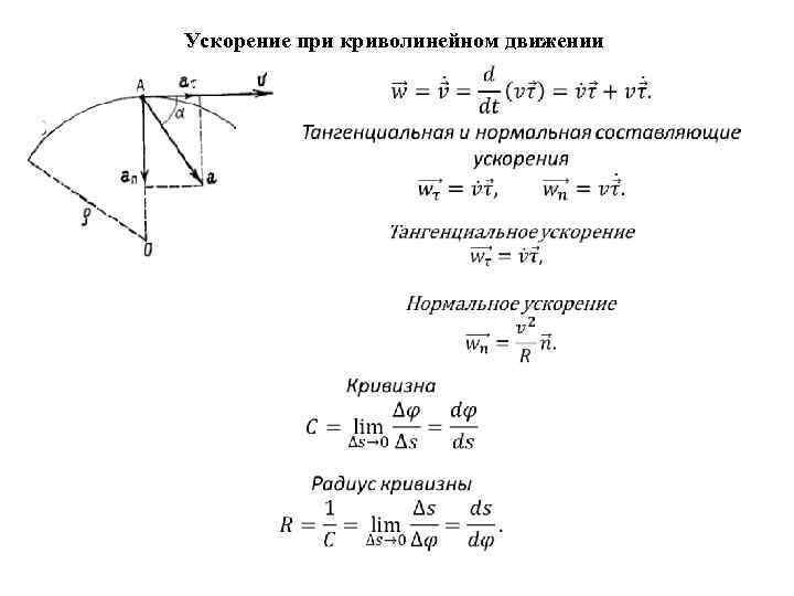 Кинематика криволинейного движения. Ускорение при криволинейном движении. Ускорение при криволинейном движении формула. Ускорение материальной точки при криволинейном движении.