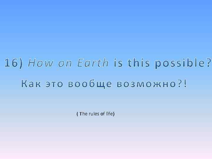 ( The rules of life) 