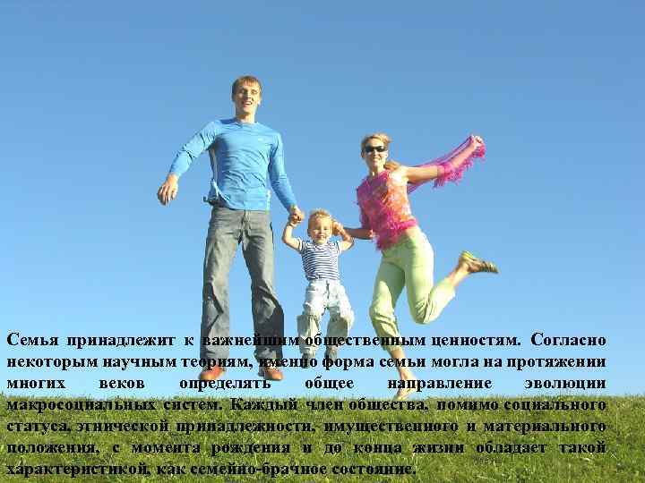 ВВЕДЕНИЕ Семья – ячейка (малая социальная группа) общества, важнейшая форма организации личного быта, основанная