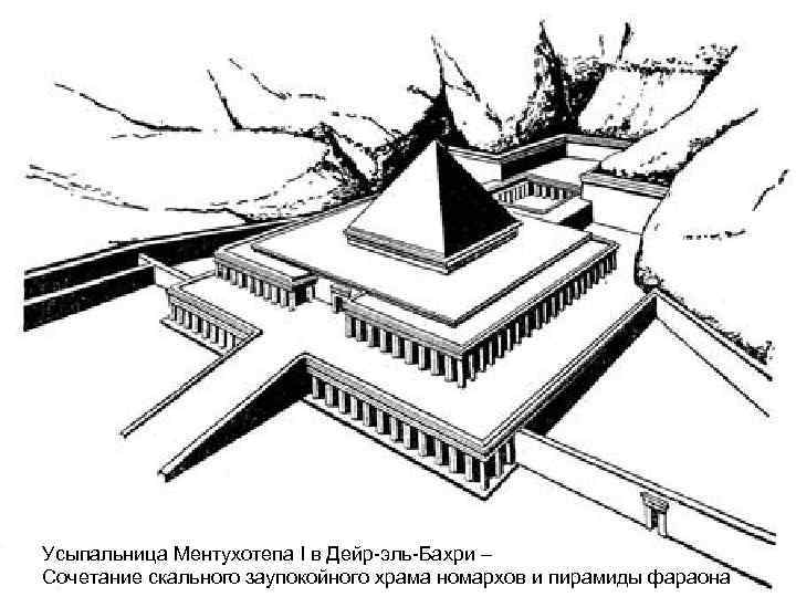 Усыпальница Ментухотепа I в Дейр-эль-Бахри – Сочетание скального заупокойного храма номархов и пирамиды фараона