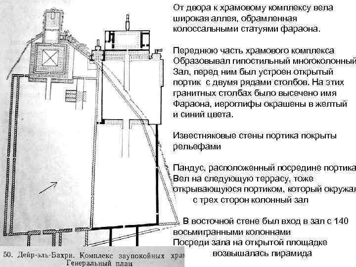 От двора к храмовому комплексу вела широкая аллея, обрамленная колоссальными статуями фараона. Переднюю часть