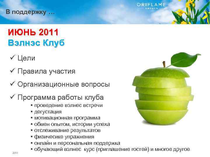 В поддержку … ИЮНЬ 2011 Вэлнэс Клуб ü Цели ü Правила участия ü Организационные