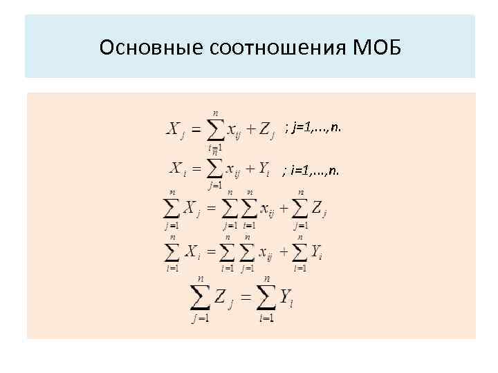 Основные характеристики системы: Основные соотношения МОБ 3. Структура. ; j=1, . . . ,