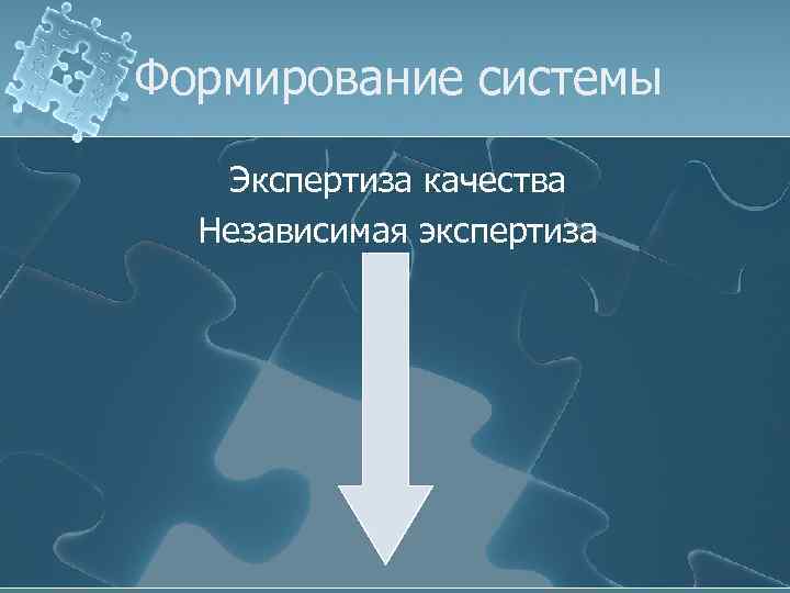 Формирование системы Экспертиза качества Независимая экспертиза 