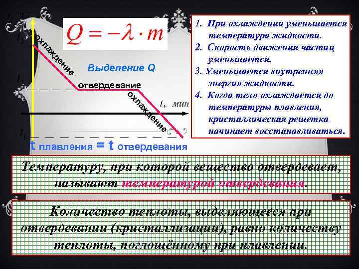 На сколько уменьшится внутренняя энергия. Выделение энергии при кристаллизации. Выделение энергии при охлаждении воды. Вещества уменьшающиеся при охлаждении. При кристаллизации жидкости температура.