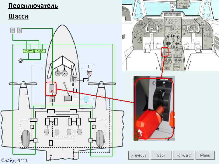 Переключатель Шасси Слайд № 11 Previous Васк Forward Menu 