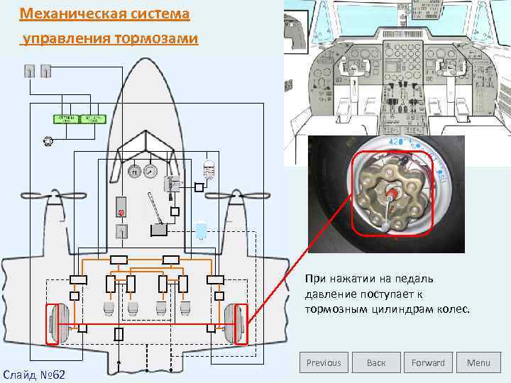 Механическая система управления тормозами При нажатии на педаль давление поступает к тормозным цилиндрам колес.