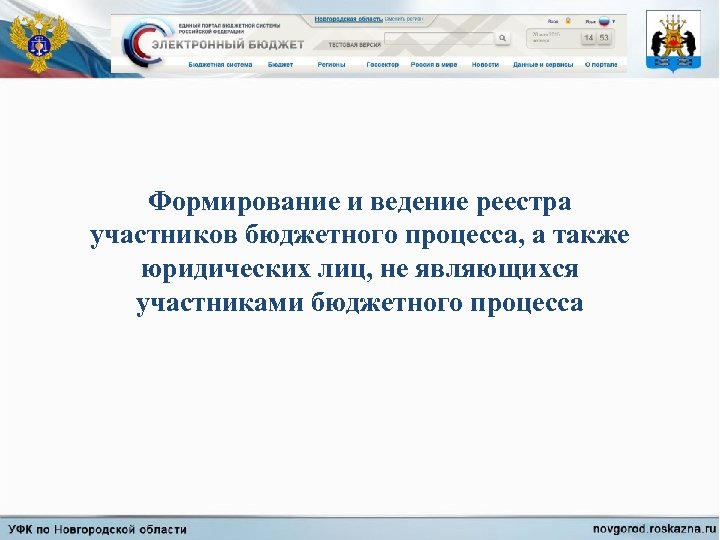 Формирование и ведение реестра участников бюджетного процесса, а также юридических лиц, не являющихся участниками