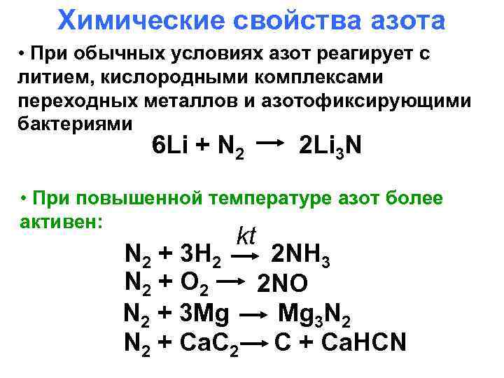 Хлор реагирует с азотной