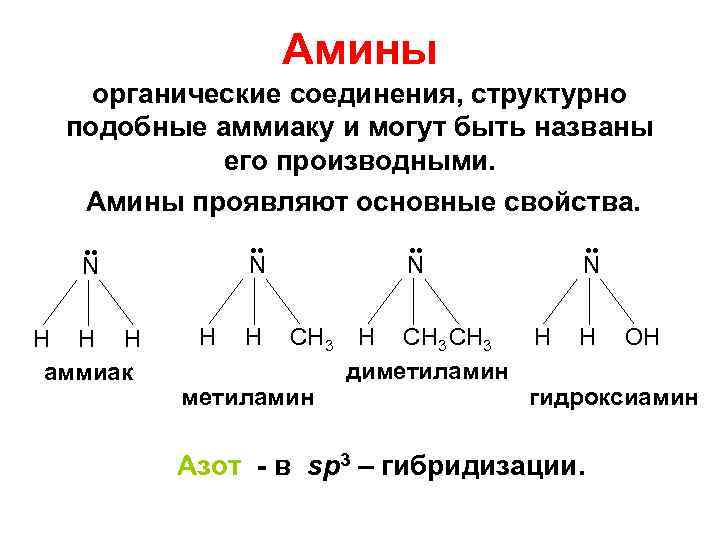 Амины проявляют основные. Амины Тип гибридизации. Гибридизация атома азота в аминах. Элементы va группы. Тип гибридизации азота в метиламине.