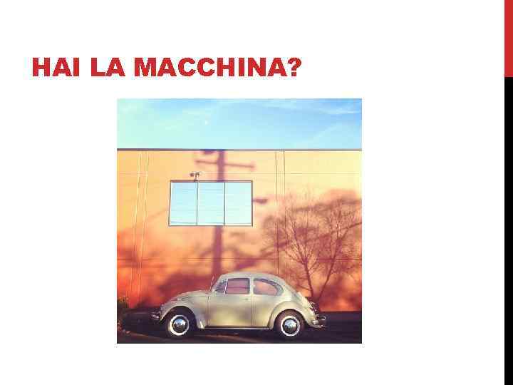 HAI LA MACCHINA? 