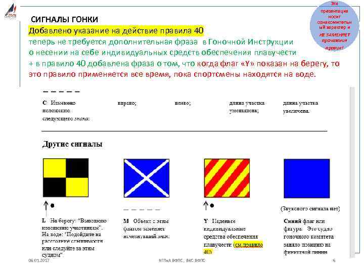 Эта презентация носит ознакомительн ый характер и НЕ ЗАМЕНЯЕТ прочтения правил! СИГНАЛЫ ГОНКИ Добавлено