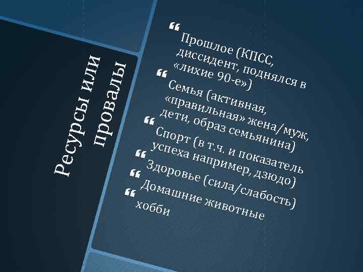 Ре су р сы и ли п ров а лы Прош дисс лое (КП