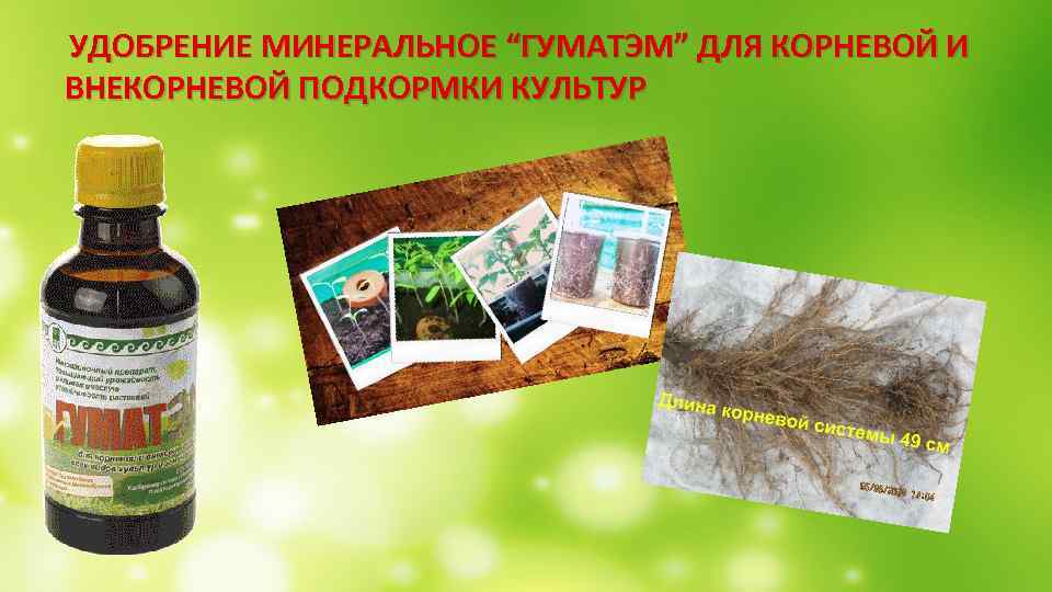 УДОБРЕНИЕ МИНЕРАЛЬНОЕ “ГУМАТЭМ” ДЛЯ КОРНЕВОЙ И ВНЕКОРНЕВОЙ ПОДКОРМКИ КУЛЬТУР 