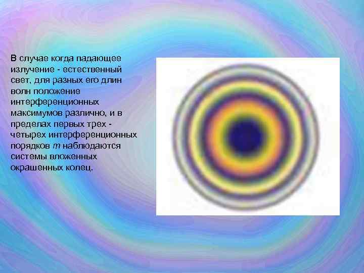 В случае когда падающее излучение - естественный свет, для разных его длин волн положение