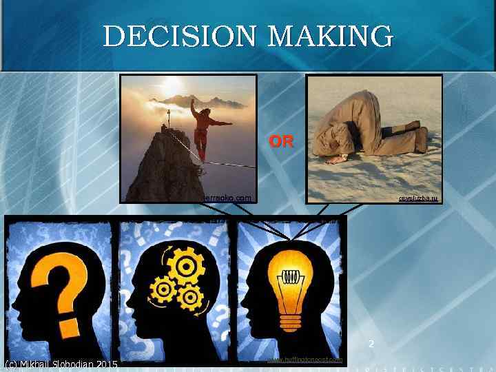 DECISION MAKING OR terraoko. com psysluzba. ru 2 (c) Mikhail Slobodian 2015 www. huffingtonpost.