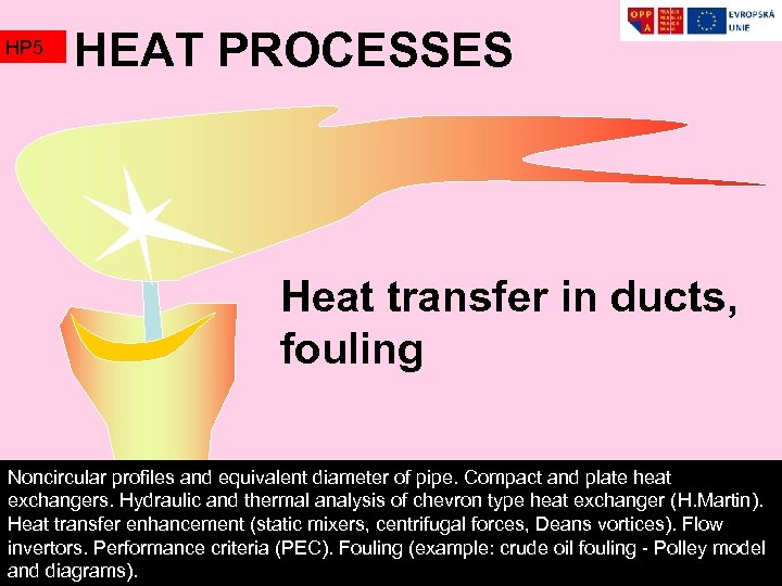 HP 5 HEAT PROCESSES Heat transfer in ducts, fouling Noncircular profiles and equivalent diameter