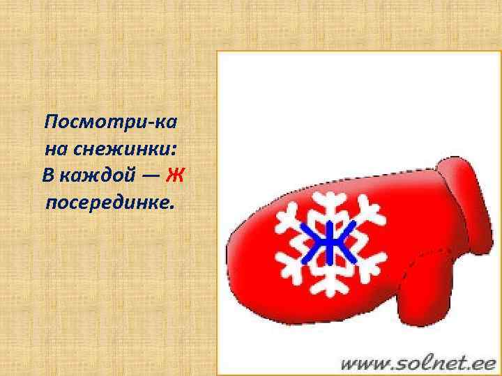 Посмотри-ка на снежинки: В каждой — Ж посерединке. 