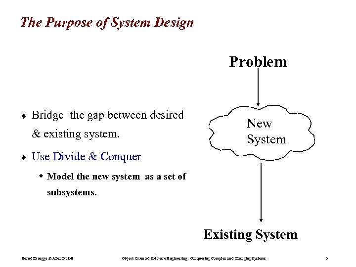 The Purpose of System Design Problem ¨ Bridge the gap between desired & existing