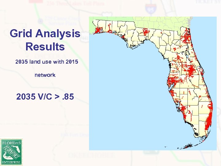 Grid Analysis Results 2035 land use with 2015 network 2035 V/C >. 85 