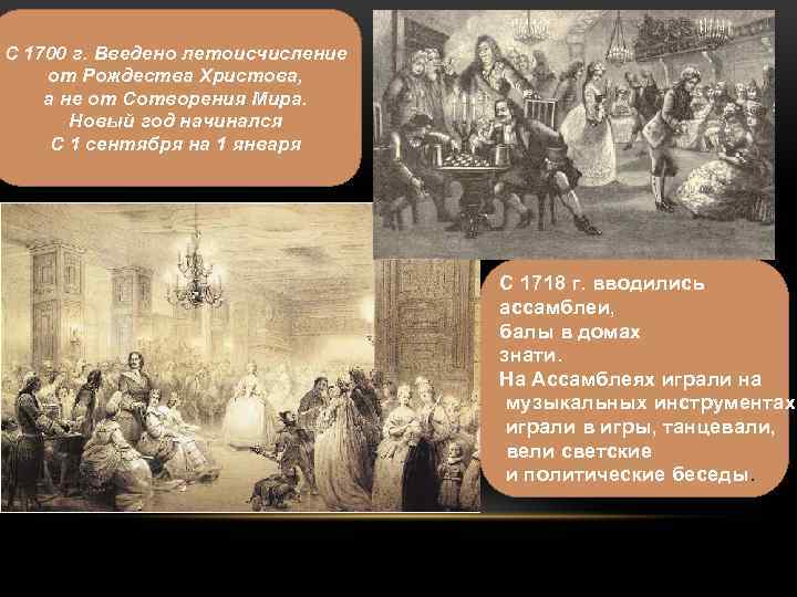 С 1700 г. Введено летоисчисление от Рождества Христова, а не от Сотворения Мира. Новый