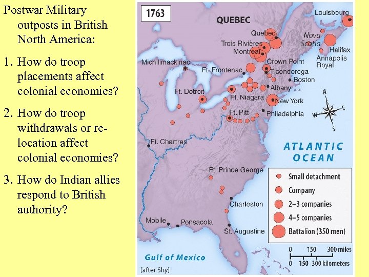 Postwar Military outposts in British North America: 1. How do troop placements affect colonial