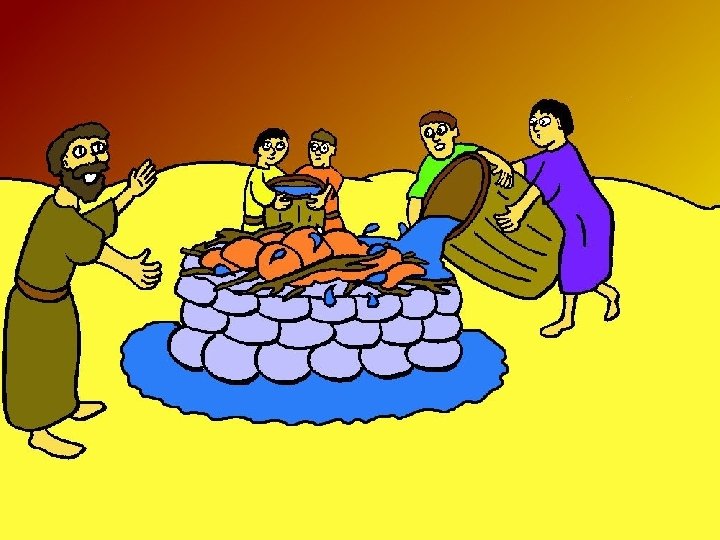 Llanwch bedair casgen â dŵr a’u harllwys ar yr aberth. 