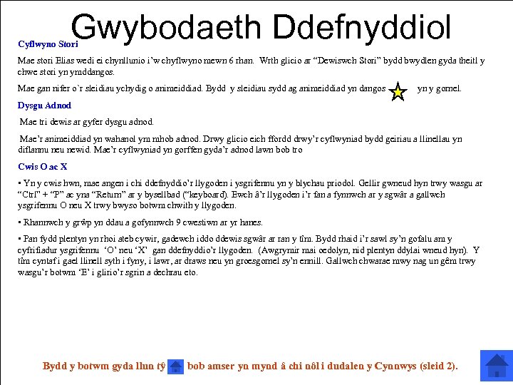 Gwybodaeth Ddefnyddiol Cyflwyno Stori Mae stori Elias wedi ei chynllunio i’w chyflwyno mewn 6