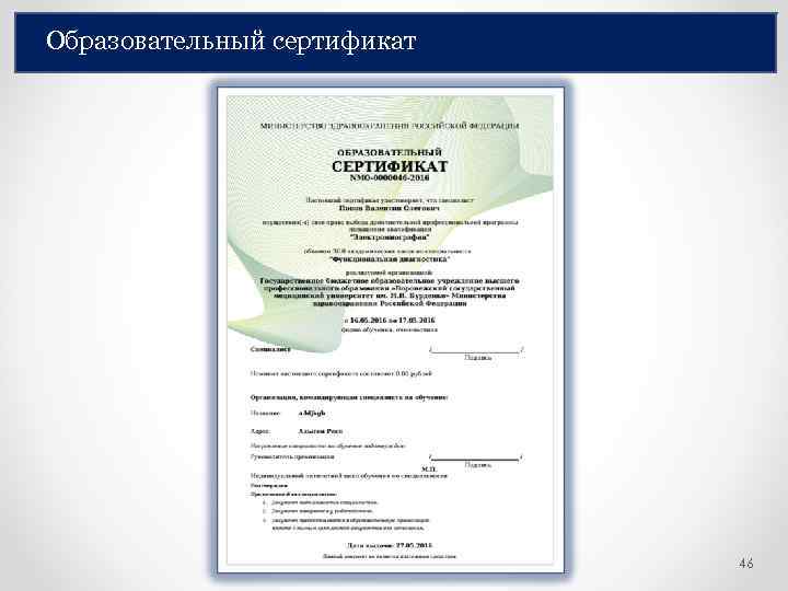 Образовательный сертификат 46 