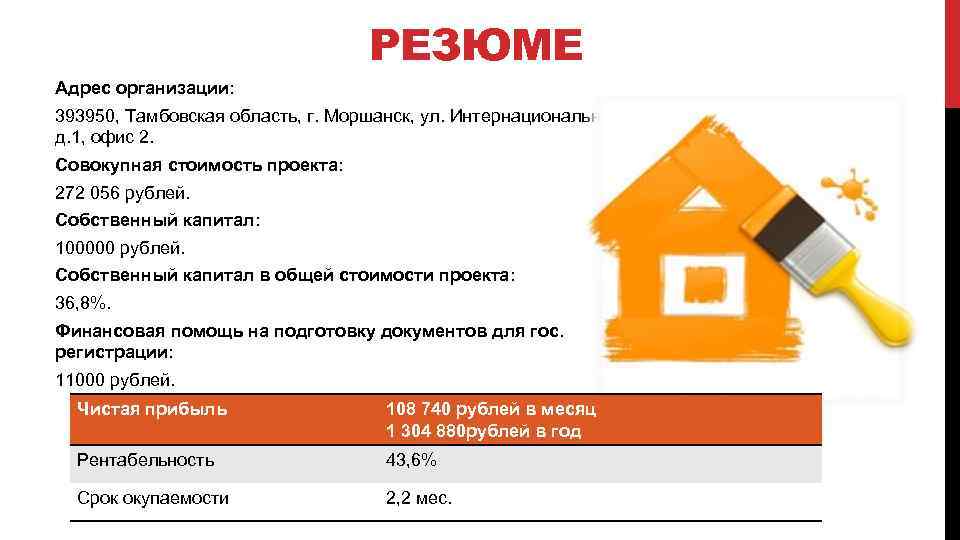 Резюме строительной компании образец