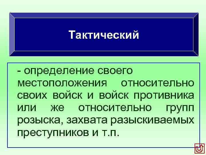 Тактический определение своего местоположения относительно своих войск и войск противника или же относительно групп