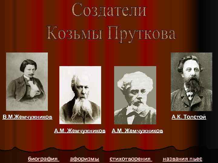 А. К. Толстой В. М. Жемчужников А. М. Жемчужников биография афоризмы А. М. Жемчужников