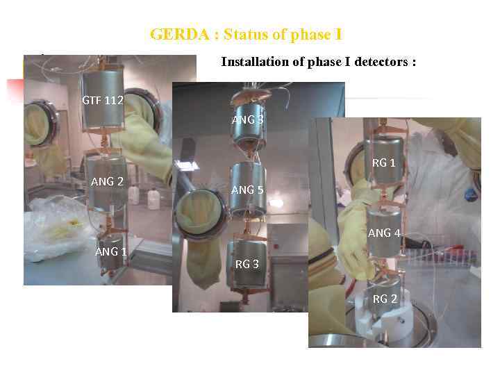 GERDA : Status of phase I Installation of phase I detectors : GTF 112