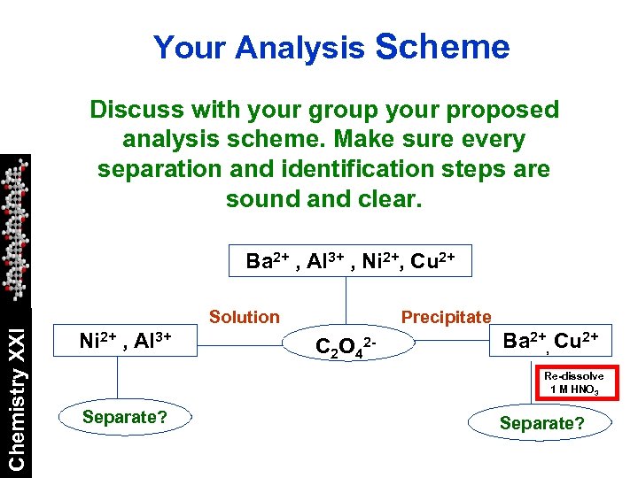 Your Analysis Scheme Discuss with your group your proposed analysis scheme. Make sure every