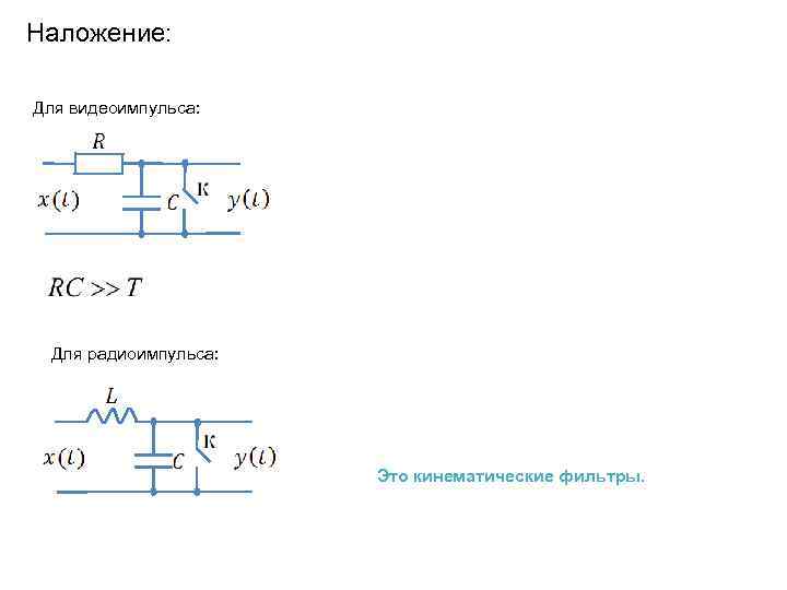 Наложение: Для видеоимпульса: Для радиоимпульса: Это кинематические фильтры. 