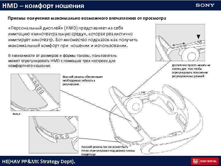 HMD – комфорт ношения Приемы получения максимально возможного впечатления от просмотра «Персональный дисплей» (HMD)