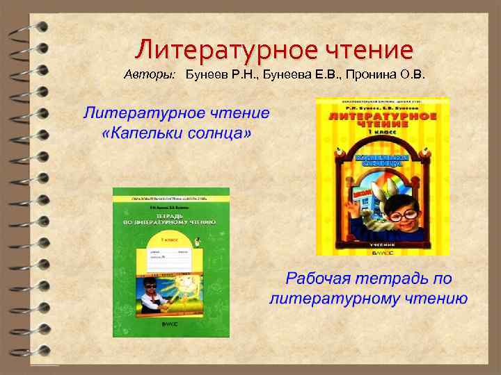 Литературное чтение Авторы: Бунеев Р. Н. , Бунеева Е. В. , Пронина О. В.