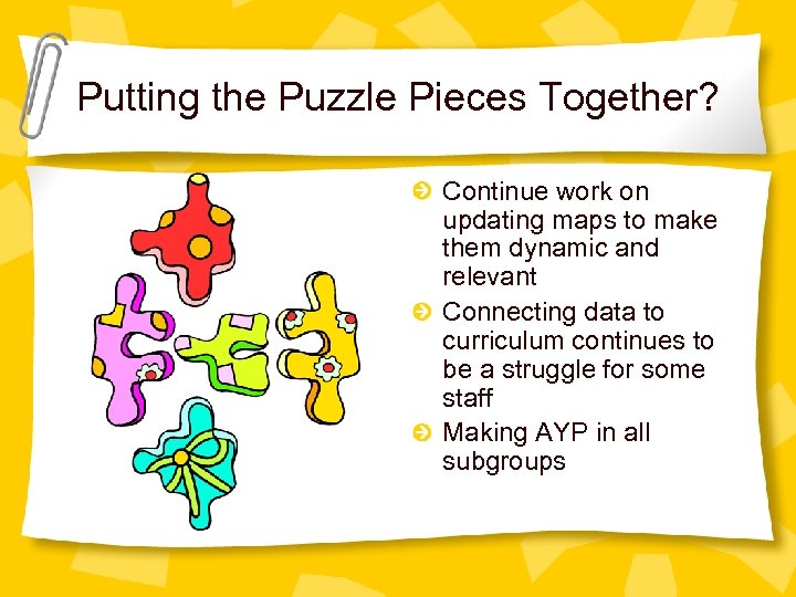 Putting the Puzzle Pieces Together? Continue work on updating maps to make them dynamic