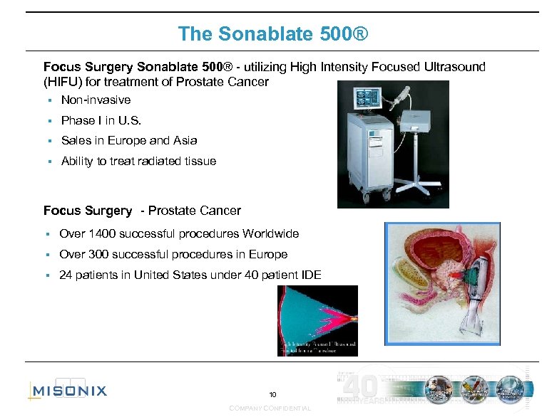 The Sonablate 500® Focus Surgery Sonablate 500® - utilizing High Intensity Focused Ultrasound (HIFU)