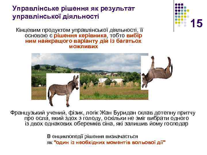 Управлінське рішення як результат управлінської діяльності Кінцевим продуктом управлінської діяльності, її основою є рішення
